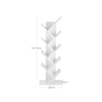 Songmics Knjigarna v obliki drevesa 50x141.5x25 cm bela