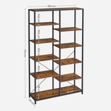 Songmics Knjigarna 5 polic 100x30x170 cm rjava