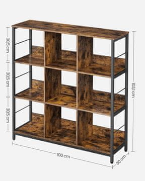 Songmics Knjigarna 3 nivoji 30x100x103.1 cm rjava