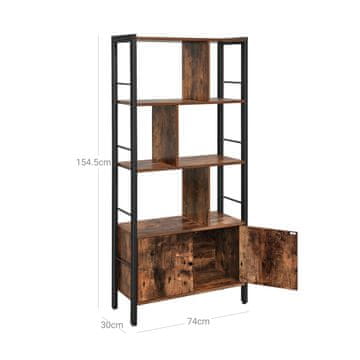 Songmics Knjigarna 4 odprje police 30x74x154.5 cm rjava