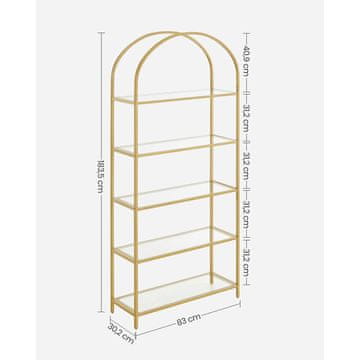 Songmics Knjigarna 5 polic 30.2x83x183.5 cm zlata
