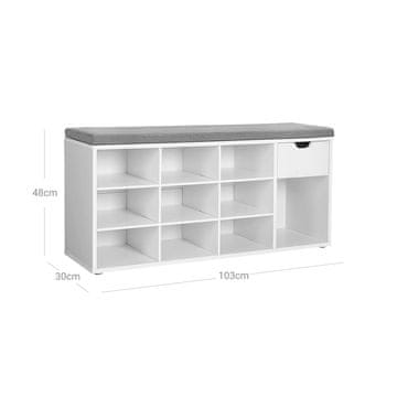 Songmics Klop za čevlje 104x30x48 cm bela