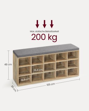 Songmics Klop za čevlje 30x105x48 cm siva
