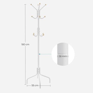 Songmics Obešalnik 55x55x180 cm Bela