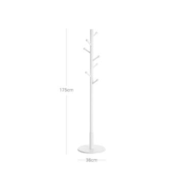 Songmics Obešalnik za plašče 7 kljuk 38x175 cm bel
