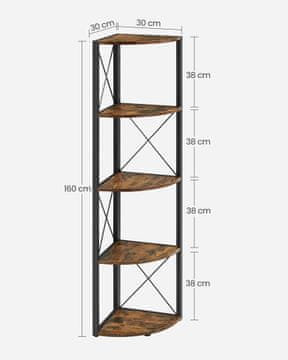 Songmics Kotna polica 30x30x160 cm rjava
