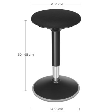 Songmics Pisarniški stol Ergonomičen vrtljiv stol 33x33x65 cm Črn