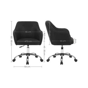 Songmics Pisarna stol 65x69x83-93 cm Črna