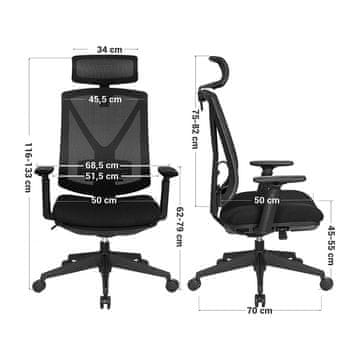 Songmics Ergonomski pisarniški stol 68.5x70x116 cm črne barve
