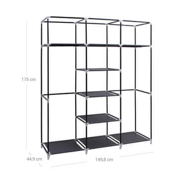 Songmics Omara Tkaninska omara 150x45x175 cm Črna
