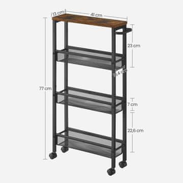 Songmics Strežni voziček 13x45.4x77 cm rjav
