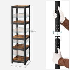 Songmics Robusten regal 5 polic 150x37x37 cm rjav