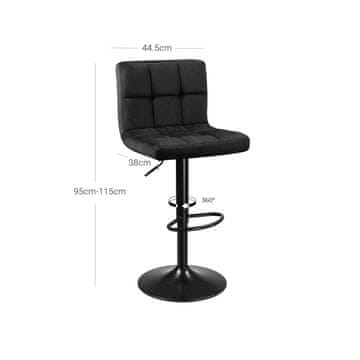 Songmics Set barskih stolov 2 kosa 38x44.5x95-115 cm črna