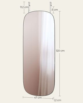 Songmics Stensko ogledalo 120x47x1.2 cm črno