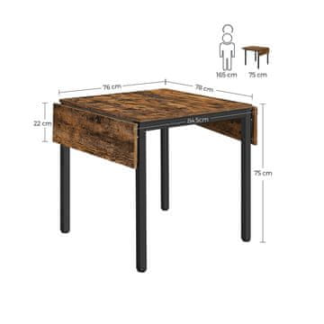 Songmics Zložljiva jedilna miza 120x78x76.2 cm rjava