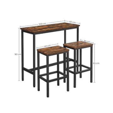 Songmics Set barske mize 100x40x90 cm rjave barve