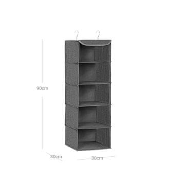 Songmics Organizator za visečo polico 30x30x90 cm siva