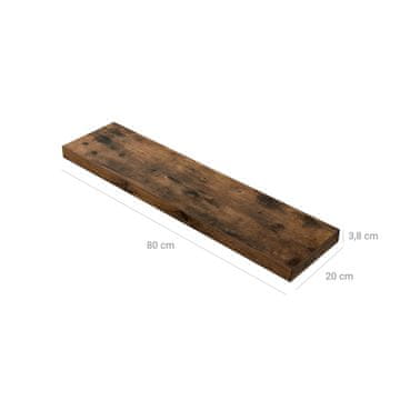 Songmics Stenska polica 80x20x3.8 cm rjava