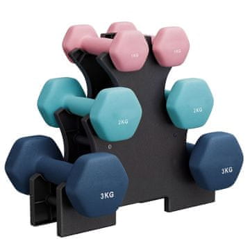 Songmics Set uteži 3 para 11.5x5x4.5 cm roza modra akvamarin