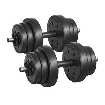 Songmics Set uteži 2 v 1 s povezovalno jekleno palico 2x10 kg črna