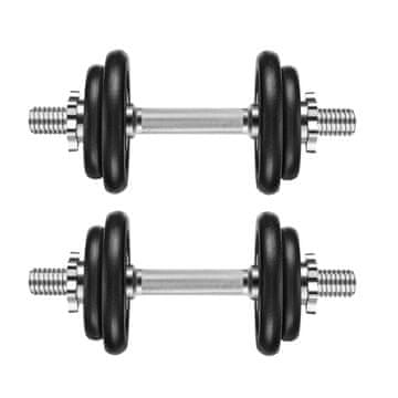 Songmics Set uteži 2 v 1 s povezovalno jekleno palico 2x10 kg črna