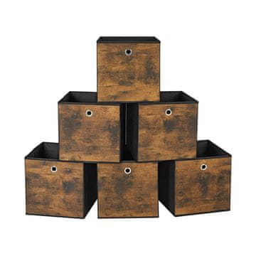 Songmics Set 6 kosov shranjevalnih škatel 30x30x30 cm rjave barve