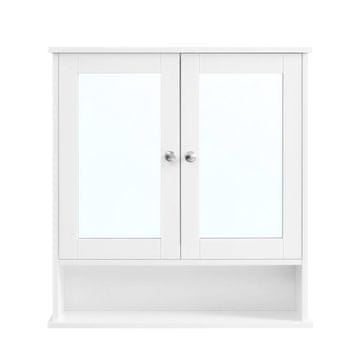 Songmics Kopalniško ogledalo z omarico 13x56.5x58.5 cm, bela