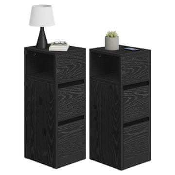 Songmics Komplet nočnih omaric 2 kosa 30x25x65 cm črne barve