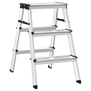 Songmics Lestev z 3 stopnicami 44x62x59 cm srebrna in črna