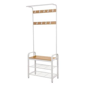 Songmics Obešalnik s klopjo za čevlje 33.7x72x183 cm rjavo črn