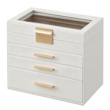 Songmics Škatla za nakit 15.3x25.1x21.5 cm bela