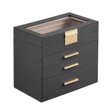 Songmics Škatla za nakit 15.3x25.1x21.5 cm siva