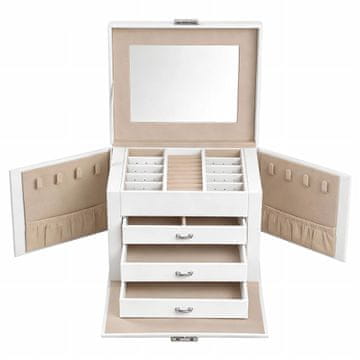 Songmics Škatla za nakit 22.5x17.5x16.5 cm bela