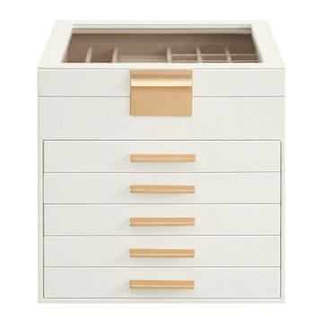 Songmics Škatla za nakit 3 plasti 20.3x23.1x22.8 cm bela