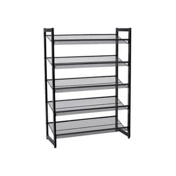 Songmics Stojalo za čevlje, 5-nadstropno, 74x30.5x103.8 cm, črno