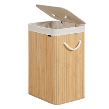 Songmics Košara za perilo z pokrovom 40x30x60 cm naravna