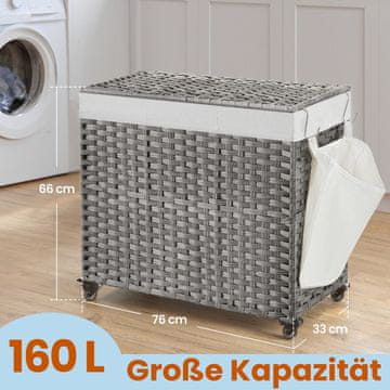 Songmics Košara za perilo 70x36x66 cm siva
