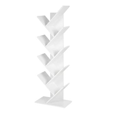 Songmics Knjižna polica 9-nadstropna v obliki drevesa 25x50x141.5 cm bela