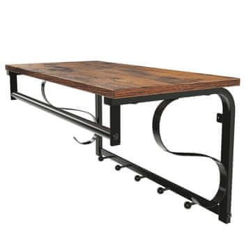 Songmics Stenski obešalnik za plašče z 5 kljuki in polico, 60x30x32 cm, rjav