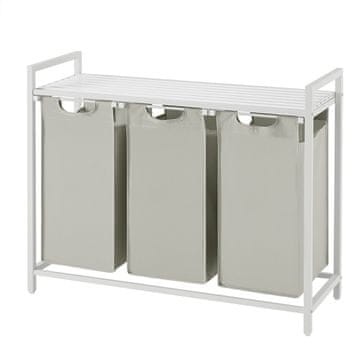 Songmics Košara za perilo 4 pregrade 92.5x33x72 cm bela