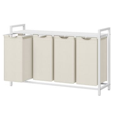 Songmics Košara za perilo 4 pregrade 116x33x72 cm bela
