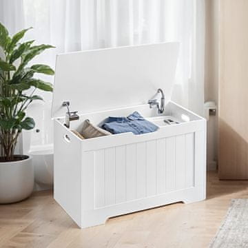 Songmics Skrinja za igrače 76x48x40 cm bela