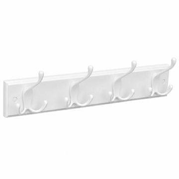 Songmics Stenski obešalnik za plašče 4 trojni kljuki 7x40x11 cm bela