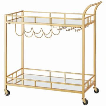 Songmics Voziček za postrežbo 80x38x77.5 cm zlata barva