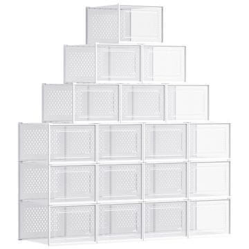 Songmics Komplet škatel za čevlje 18 kosov 35x25.2x19 cm prozorno bela