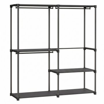 Songmics Omara 138x43x182 cm Črna, netkani tekstil, kovinske cevi, plastični priključki