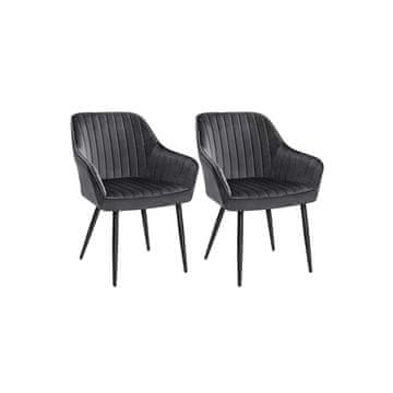Songmics Jedilni stoli, komplet 2 oblazinjenih naslanjačev, 62.5x60x85 cm, siva