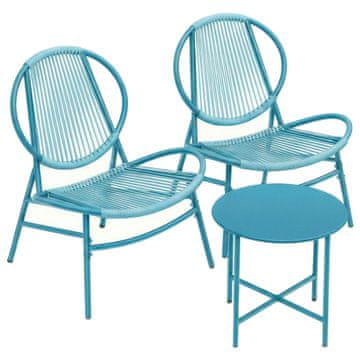 Songmics Set balkonskega pohištva 3-delni, miza 50x45 cm, stoli 68x74x78 cm, modra