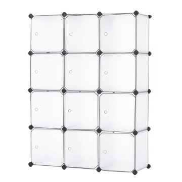 Songmics Polica z 12 predali, 93x31x123 cm, bela