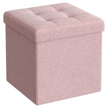 Songmics Shranjevalni otomanski stol 30x30x30 cm roza